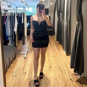 Black Lace Bodycon Mini Dress